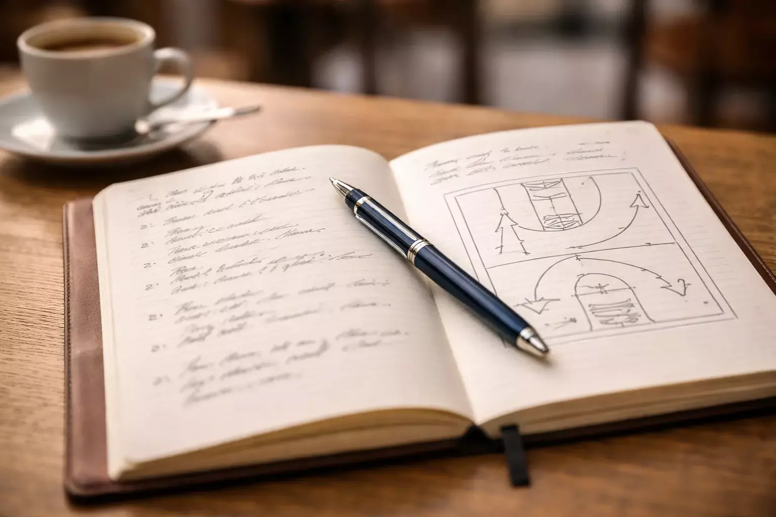 Blocco note con strategia e appunti per le scommesse sul basket