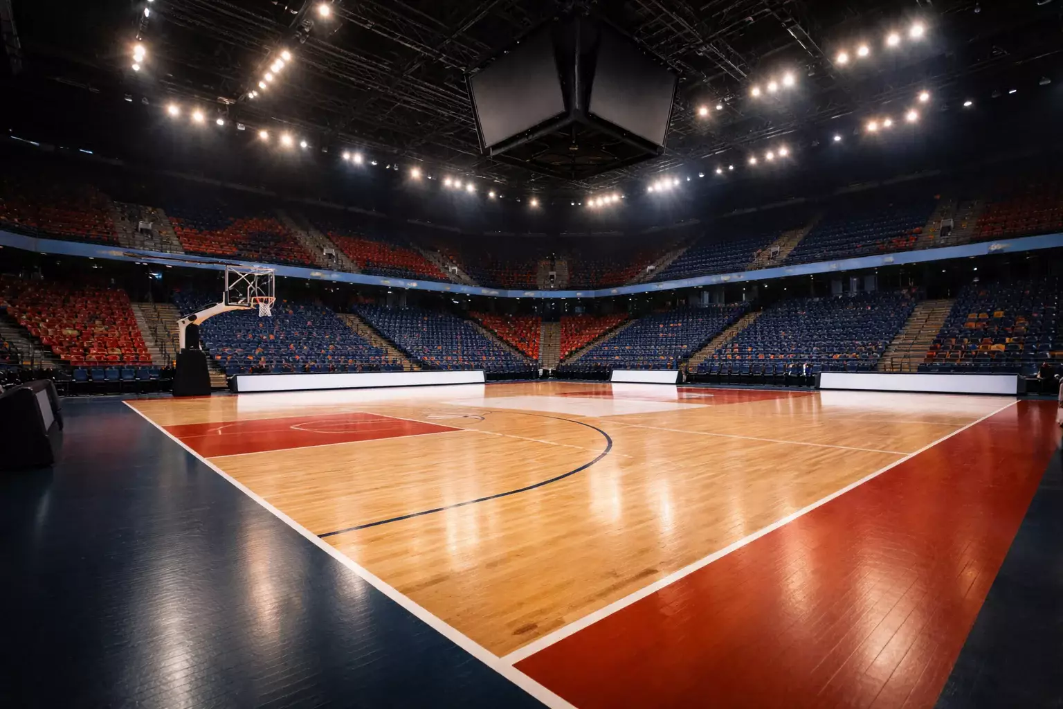 Arena di basket europea con illuminazione professionale