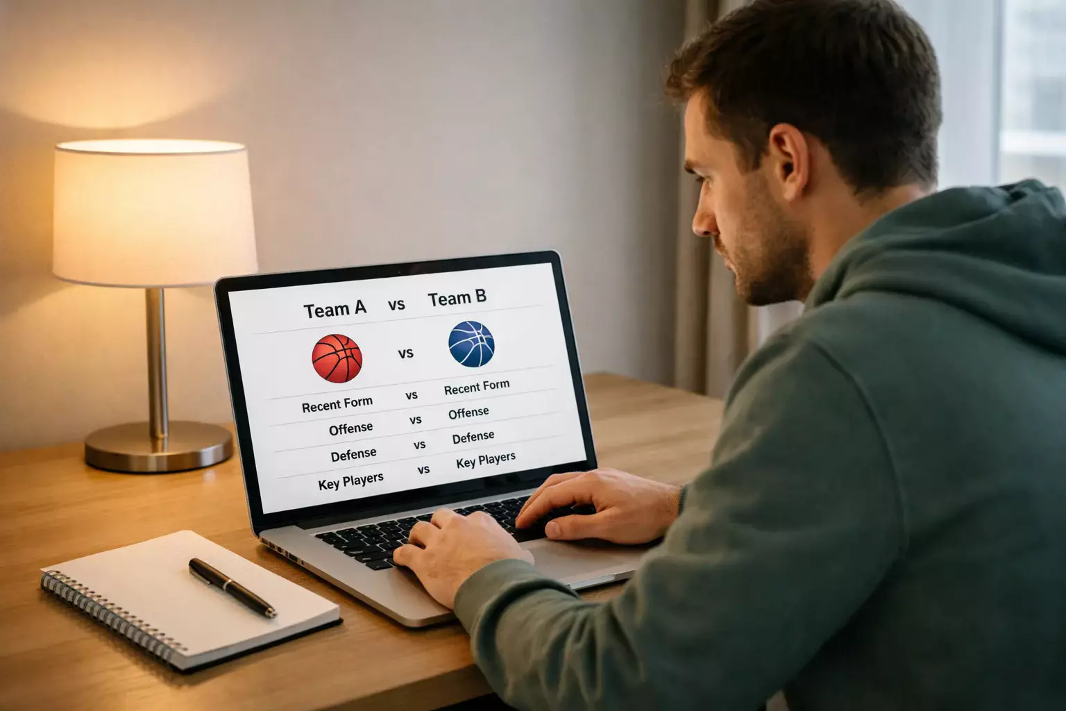 Persona che analizza dati sportivi su laptop