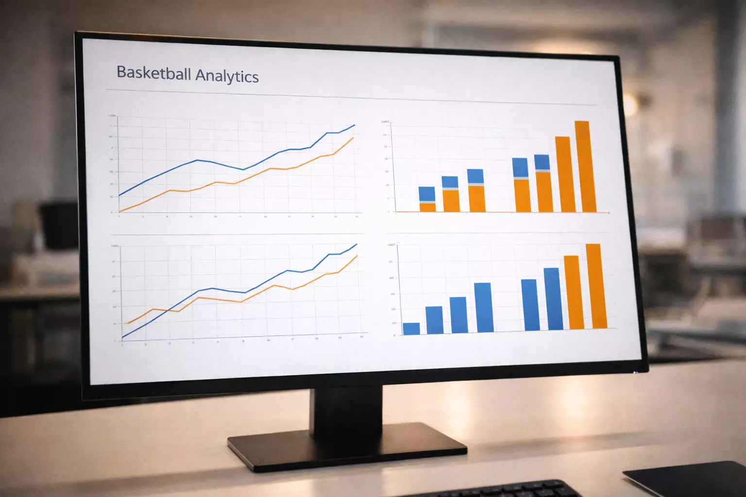 Schermo con statistiche e grafici di rendimento di basket